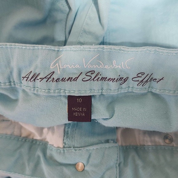 Gloria Vanderbilt Cropped Capri Pants Size 10 Solid Aqua Blue Slimming Effect - Picture 5 of 9